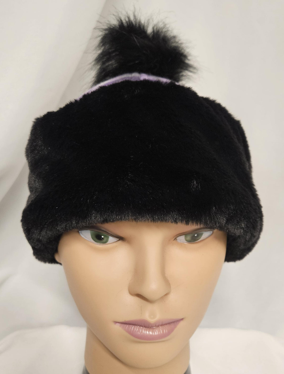 Cupcake Fleece Hat with Pom Pom – Adult Medium – Handmade Faux Fur Winter Hat