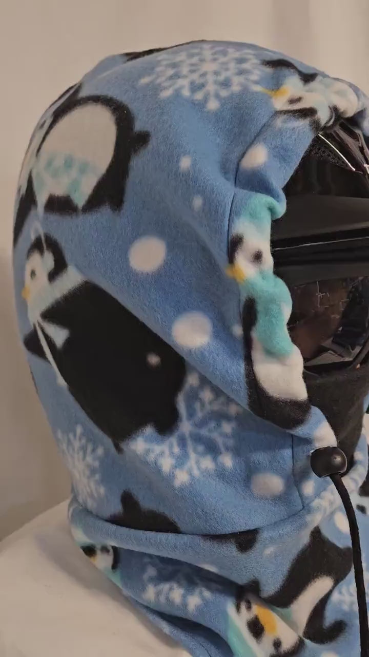 Pinguin Print Large Fleece Ski Helmet Cover