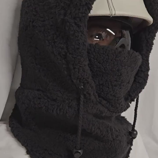 Black Anti Pill Fleece Large Ski Helmet Cover