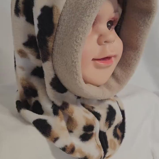 Animal Spots Cozy Fleece Winter Hood – Children’s Large (Fits Ages 18 - 24 months) | Handmade Balaclava