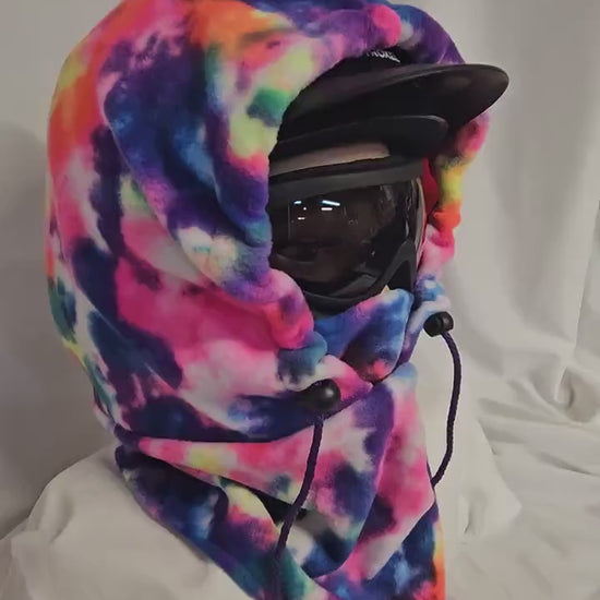 Rainbow Splatter Anti Pill Fleece Large Ski Helmet Cover