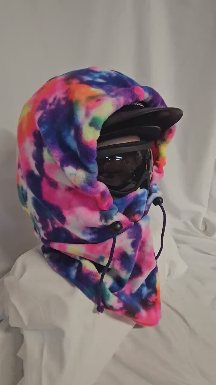 Rainbow Splatter Anti Pill Fleece Large Ski Helmet Cover