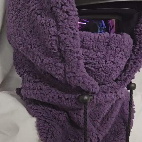 Purple Sherpa Fleece Large Ski Helmet Cover