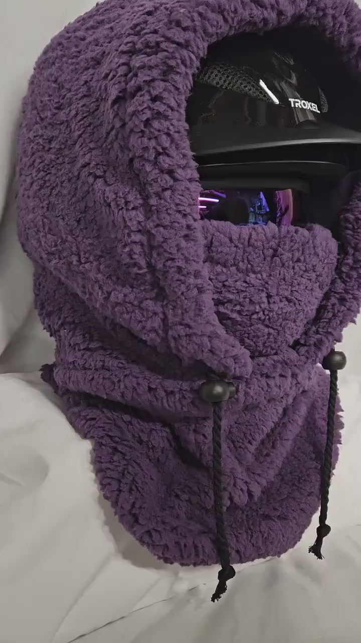 Purple Sherpa Fleece Large Ski Helmet Cover