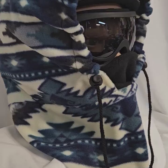 Blue Aztec Anti Pill Plush Fleece Large Ski Helmet Cover
