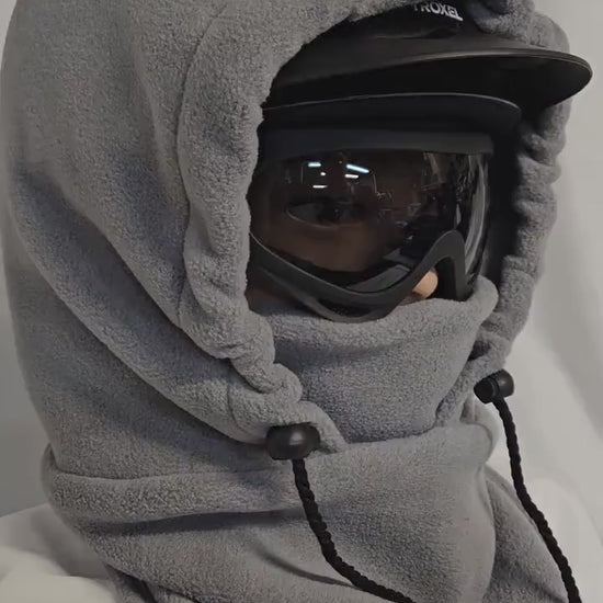 Gray Anti Pill Fleece Large Ski Helmet Cover, Riding Helmet Cover, Hoodie Hat, Ski Mask, 4-in-1 Fleece Hood Cover, Winter Hat, Snood