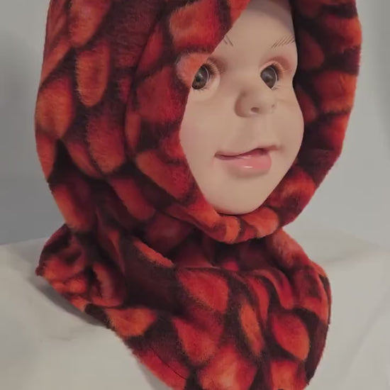 Dragon Scales Cozy Fleece Winter Hood – Children’s Large (Fits Ages 4–10) | Handmade Balaclava