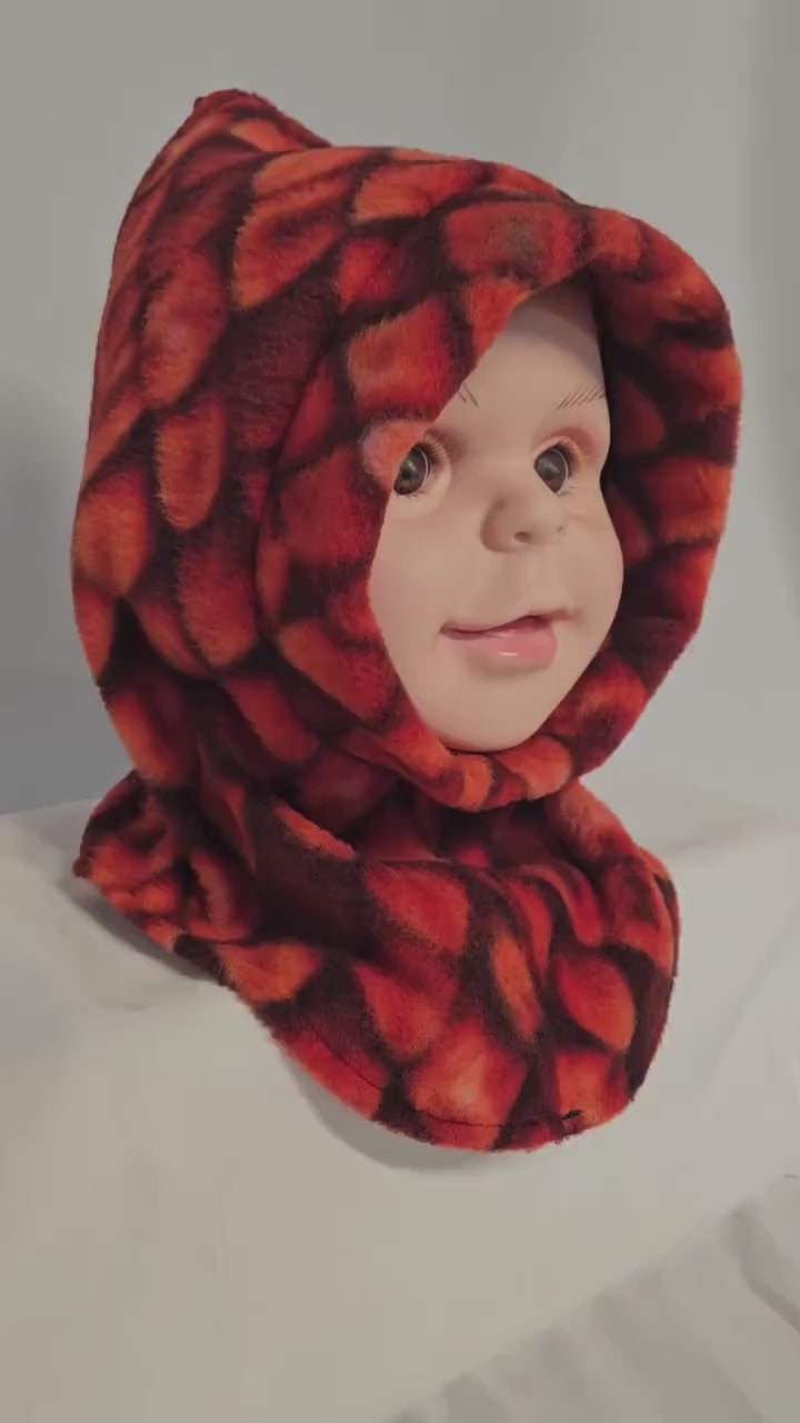 Dragon Scales Cozy Fleece Winter Hood – Children’s Large (Fits Ages 4–10) | Handmade Balaclava