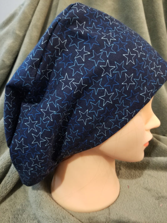 Blue Stars Pixie Style Scrub Cap,  Euro style scrub cap 