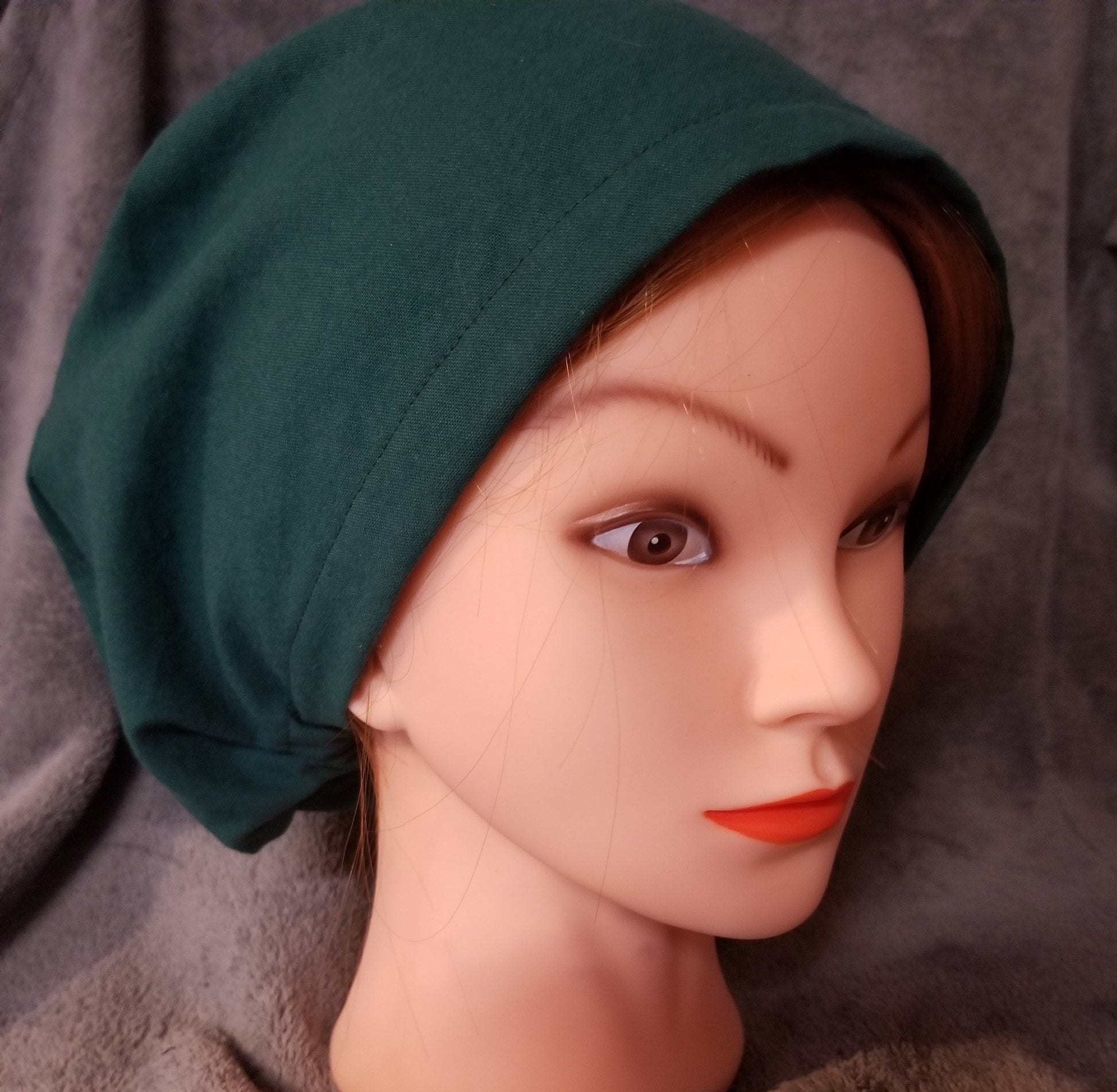 Pixie Style Scrub Cap Green Solid Color, Euro scrub cap