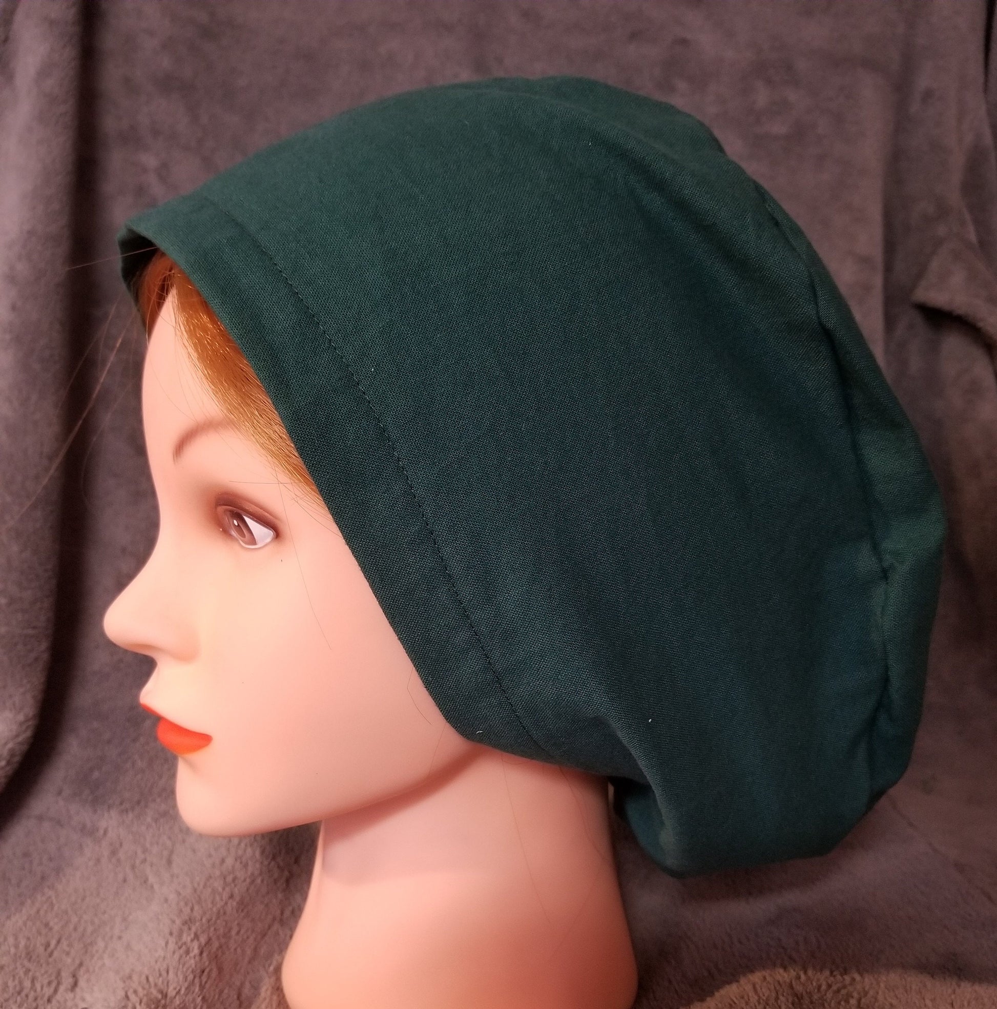 Pixie Style Scrub Cap Green Solid Color, Euro scrub cap