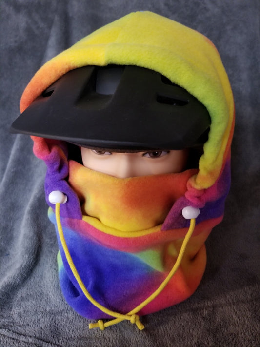 Rainbow Tie Dye Print Anti Pill Fleece Large Ski Helmet Cover