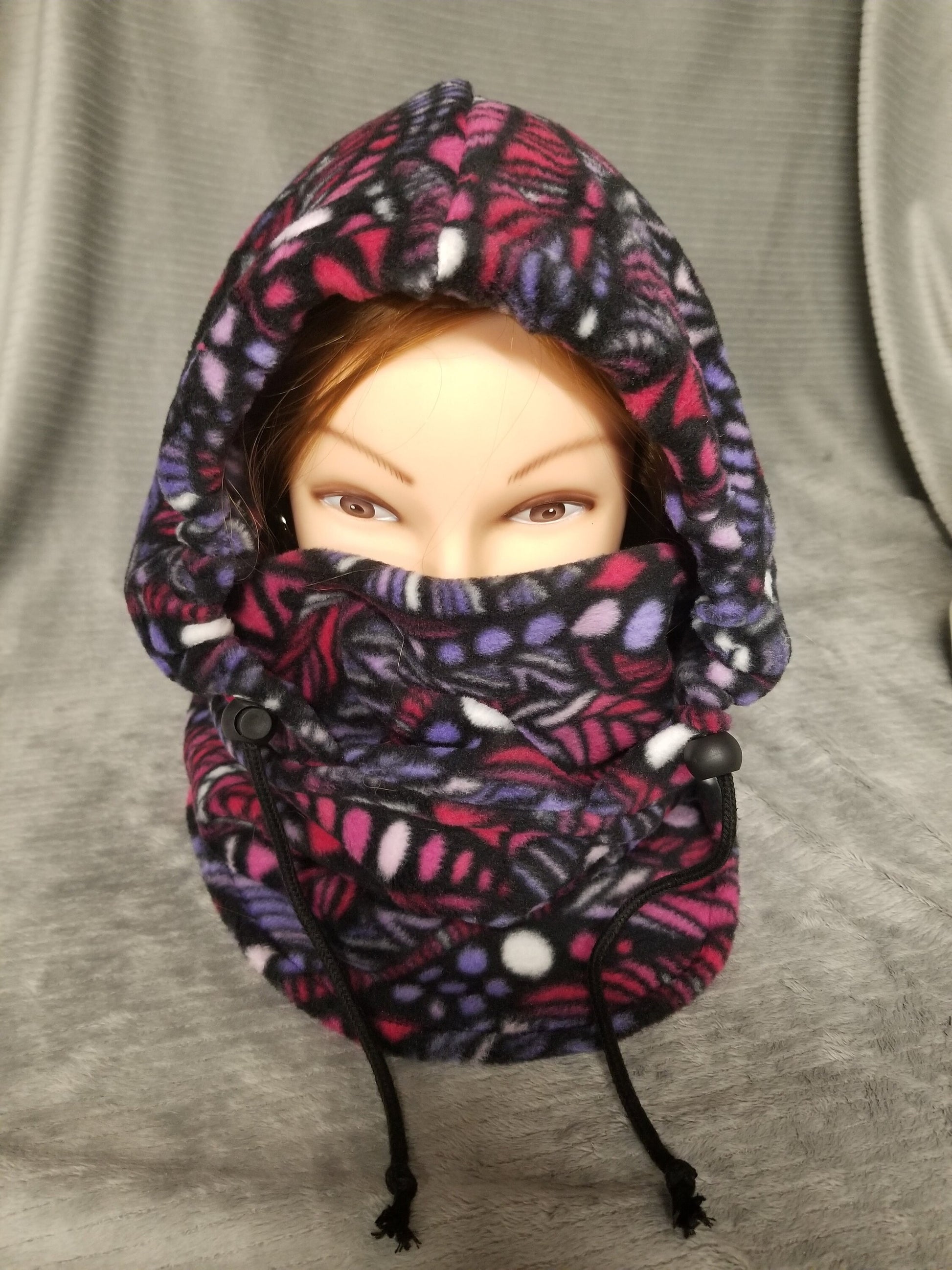 Zentangle Pinks Print Anti Pill Fleece Large Ski Helmet Cover