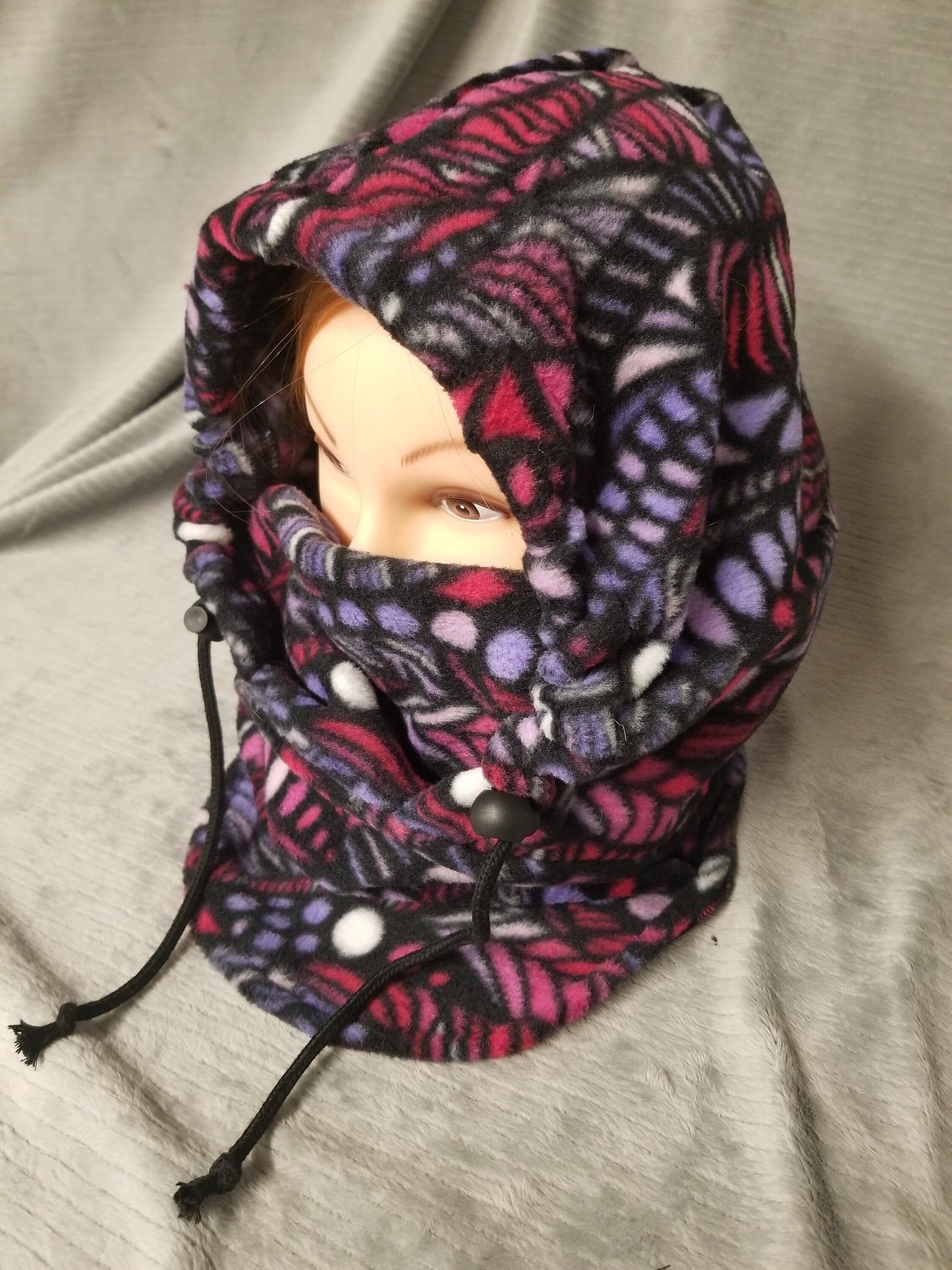 Zentangle Pinks Print Anti Pill Fleece Large Ski Helmet Cover