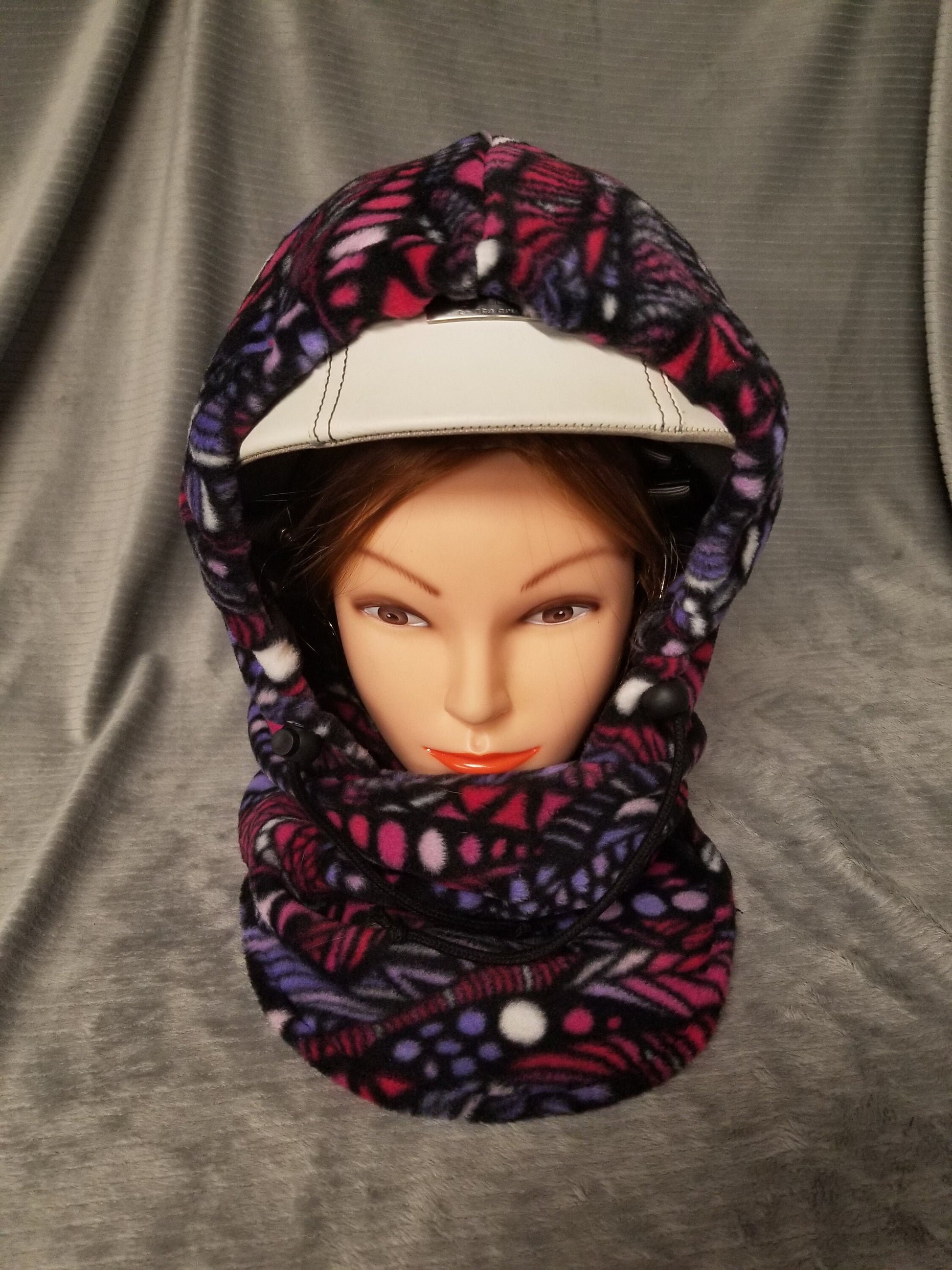 Zentangle Pinks Print Anti Pill Fleece Large Ski Helmet Cover