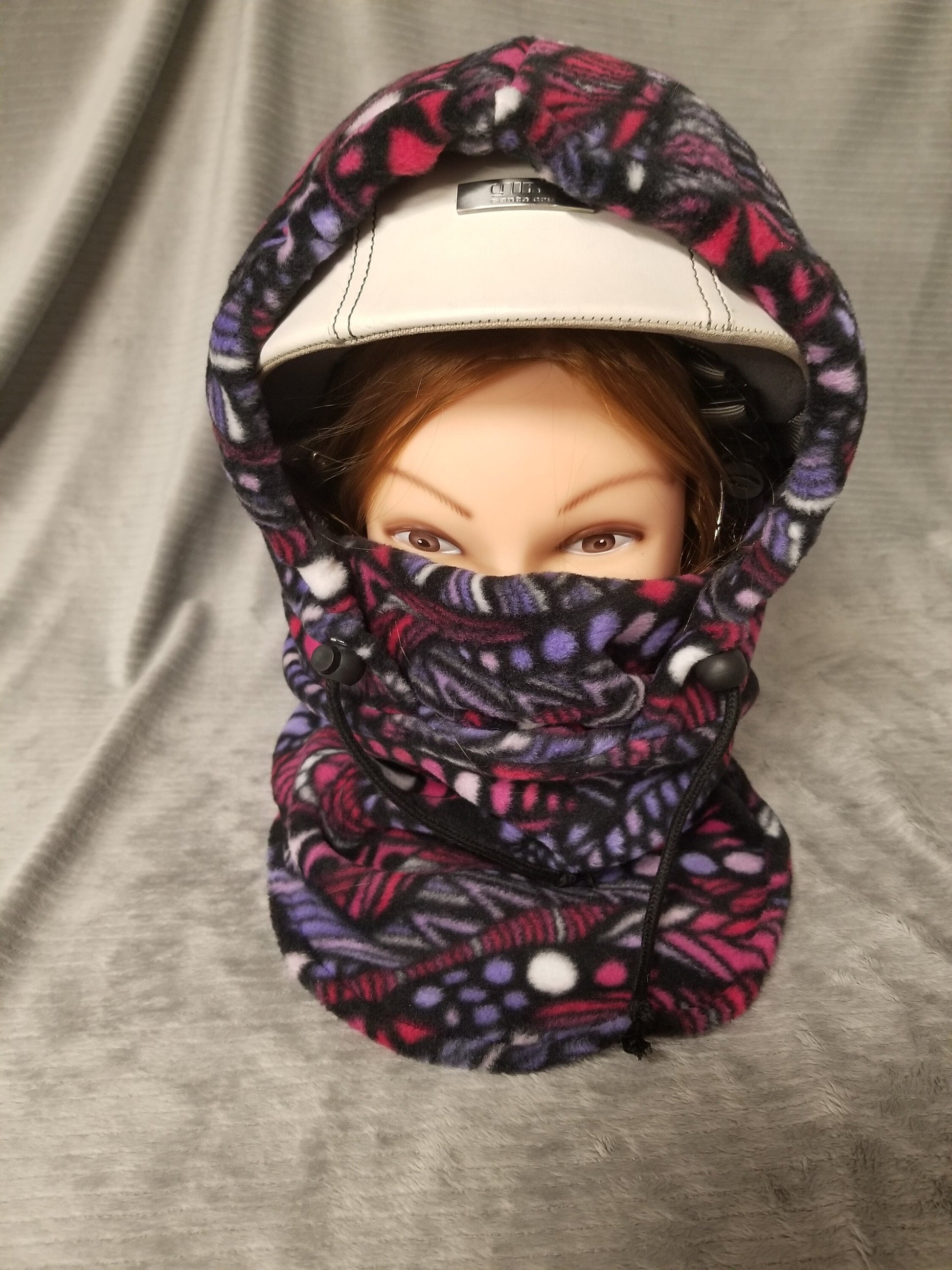 Zentangle Pinks Print Anti Pill Fleece Large Ski Helmet Cover
