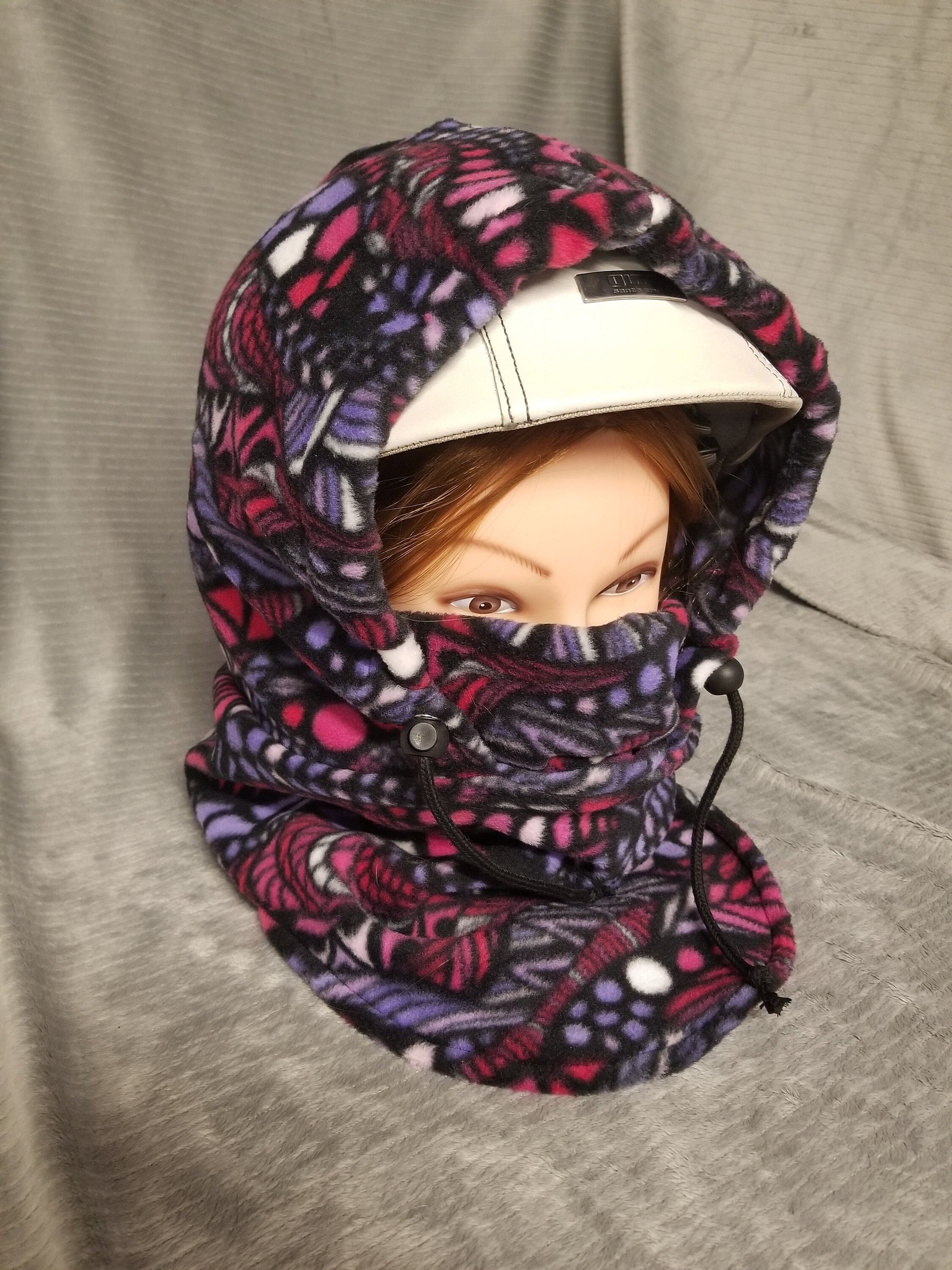 Zentangle Pinks Print Anti Pill Fleece Large Ski Helmet Cover