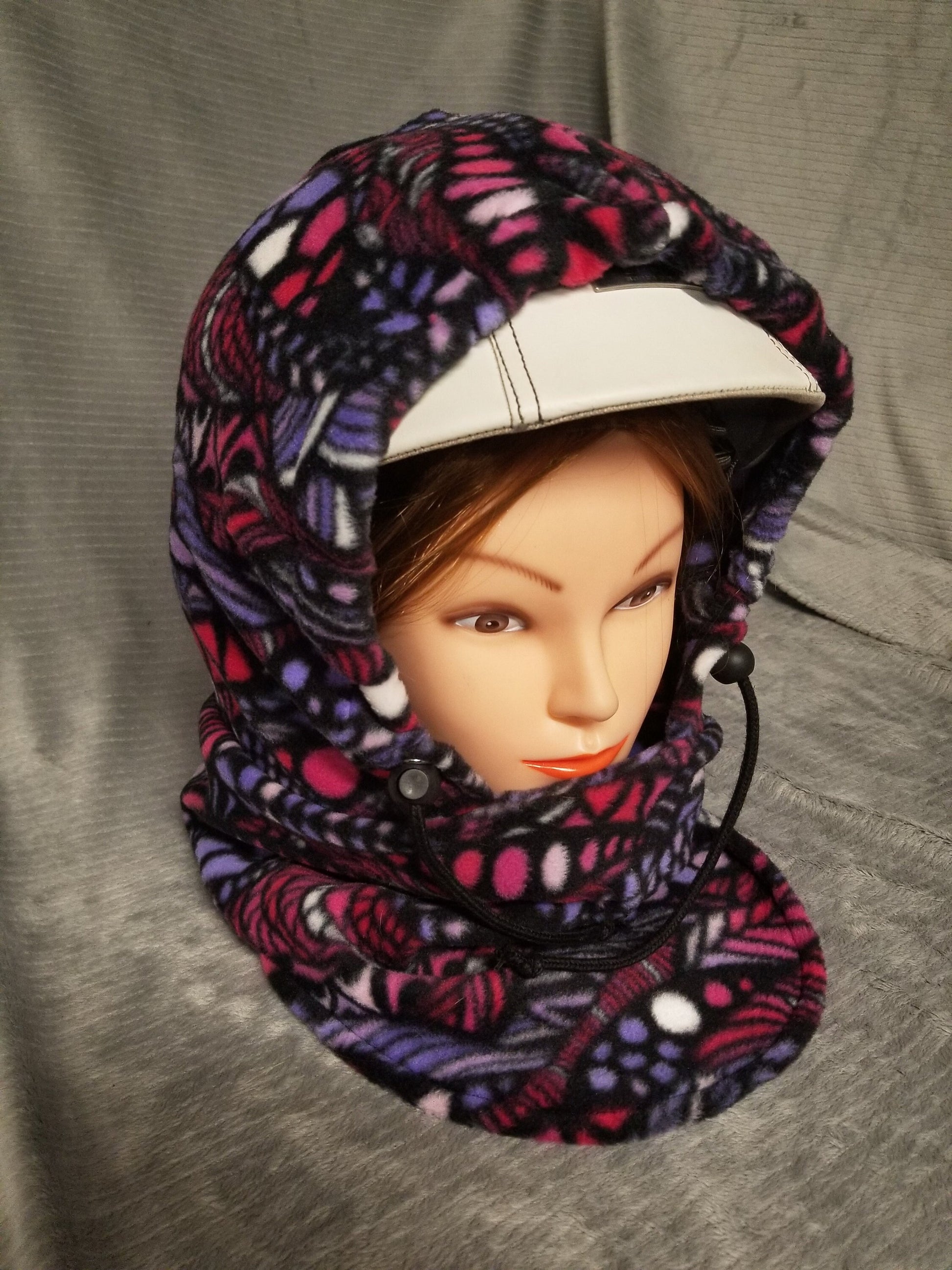 Zentangle Pinks Print Anti Pill Fleece Large Ski Helmet Cover