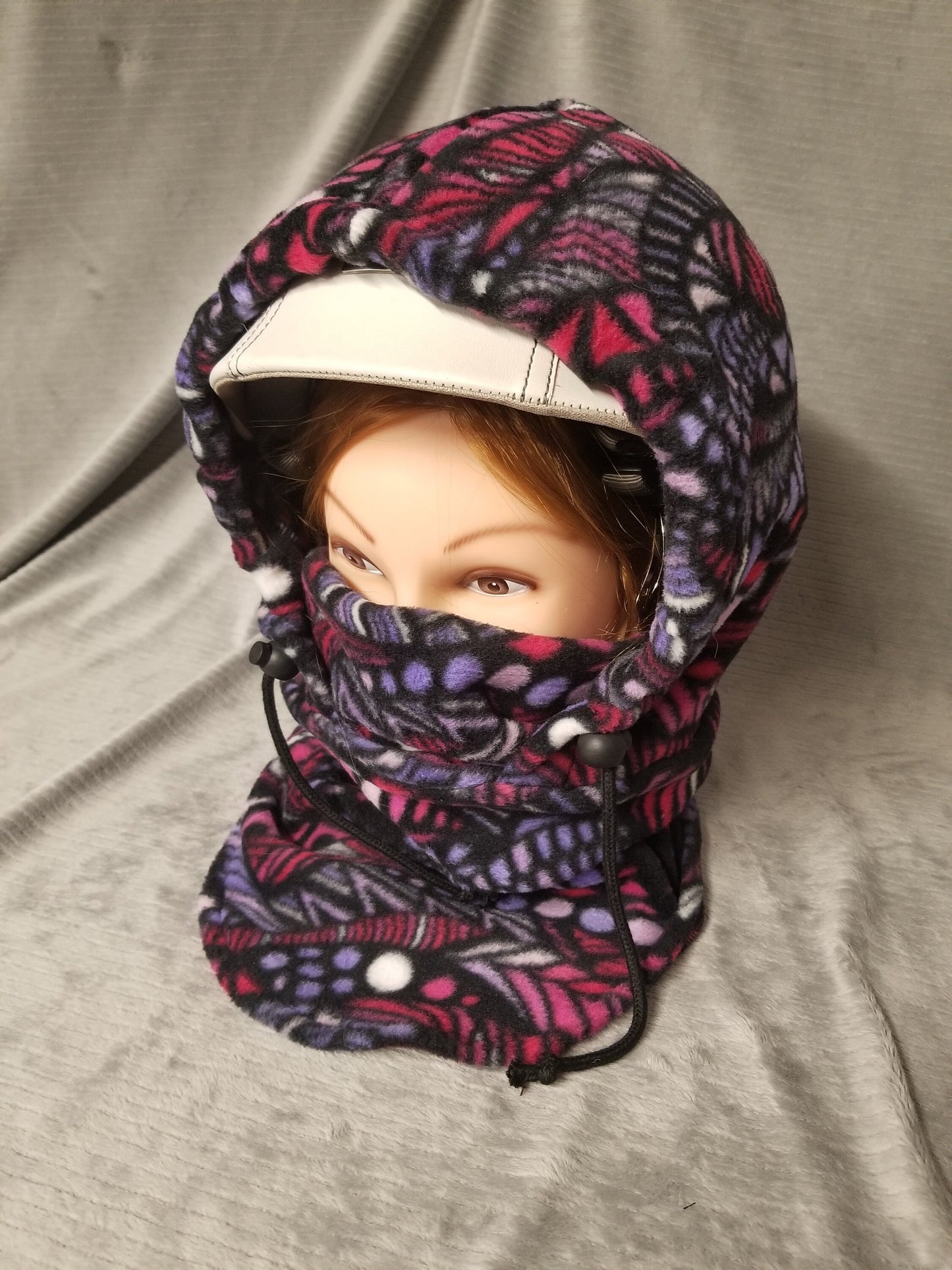 Zentangle Pinks Print Anti Pill Fleece Large Ski Helmet Cover