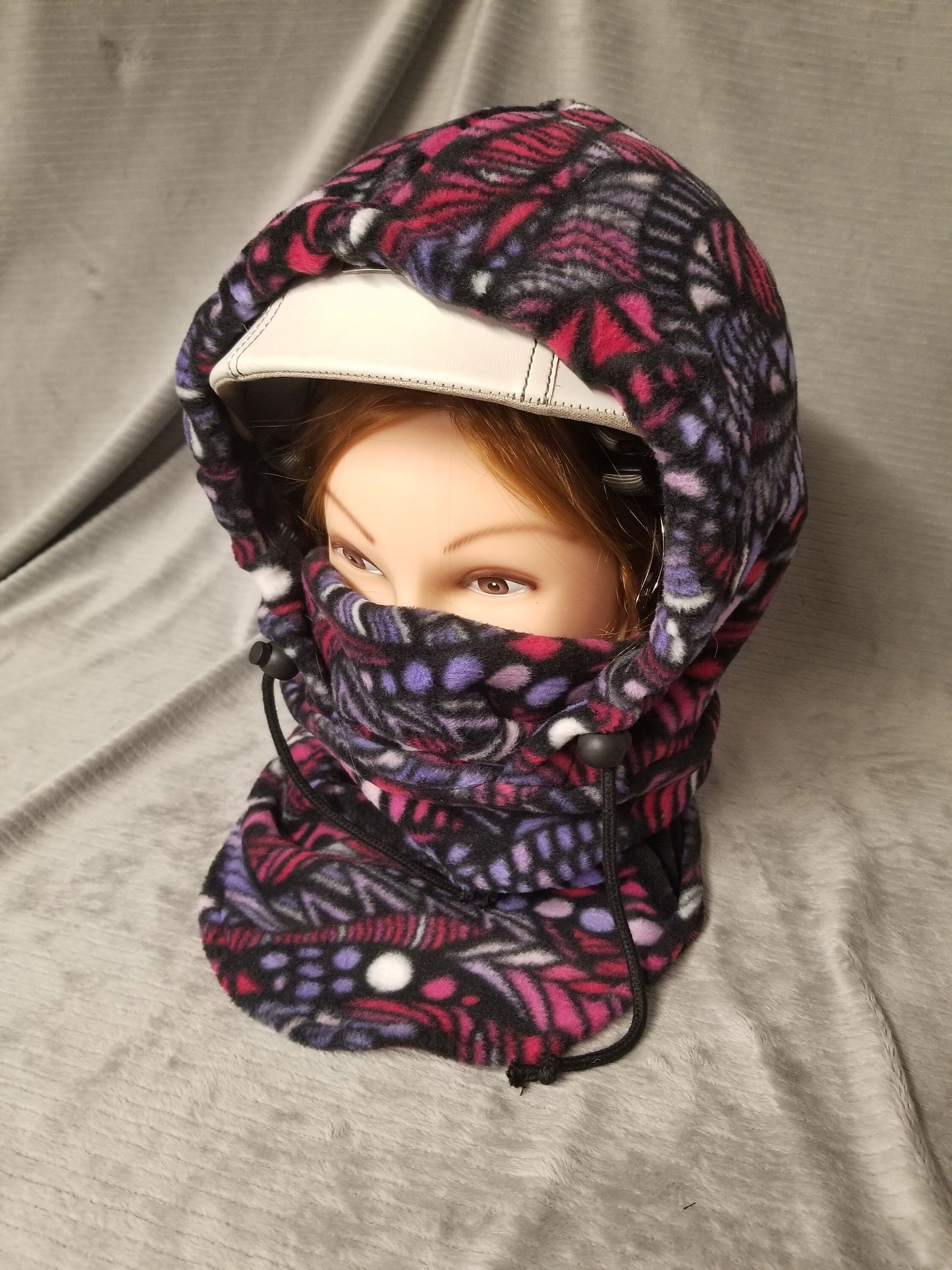 Zentangle Pinks Print Anti Pill Fleece Large Ski Helmet Cover