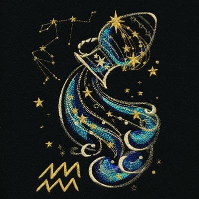 Aquarius Messenger Bag, Aquarius Constellation Embroidered Messenger Bag in Black, Zodiac, Horoscope, Astrology Messenger Bag made to order