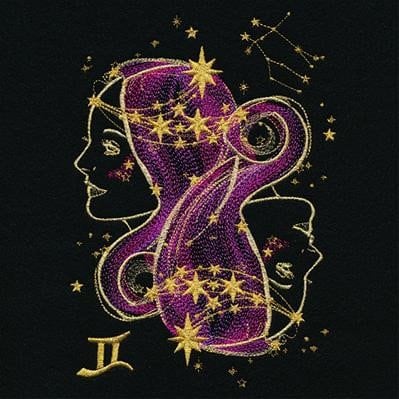 Gemini Messenger Bag, Gemini Constellation Embroidered Messenger Bag in Black, Zodiac, Horoscope, Astrology Messenger Bag, made to order