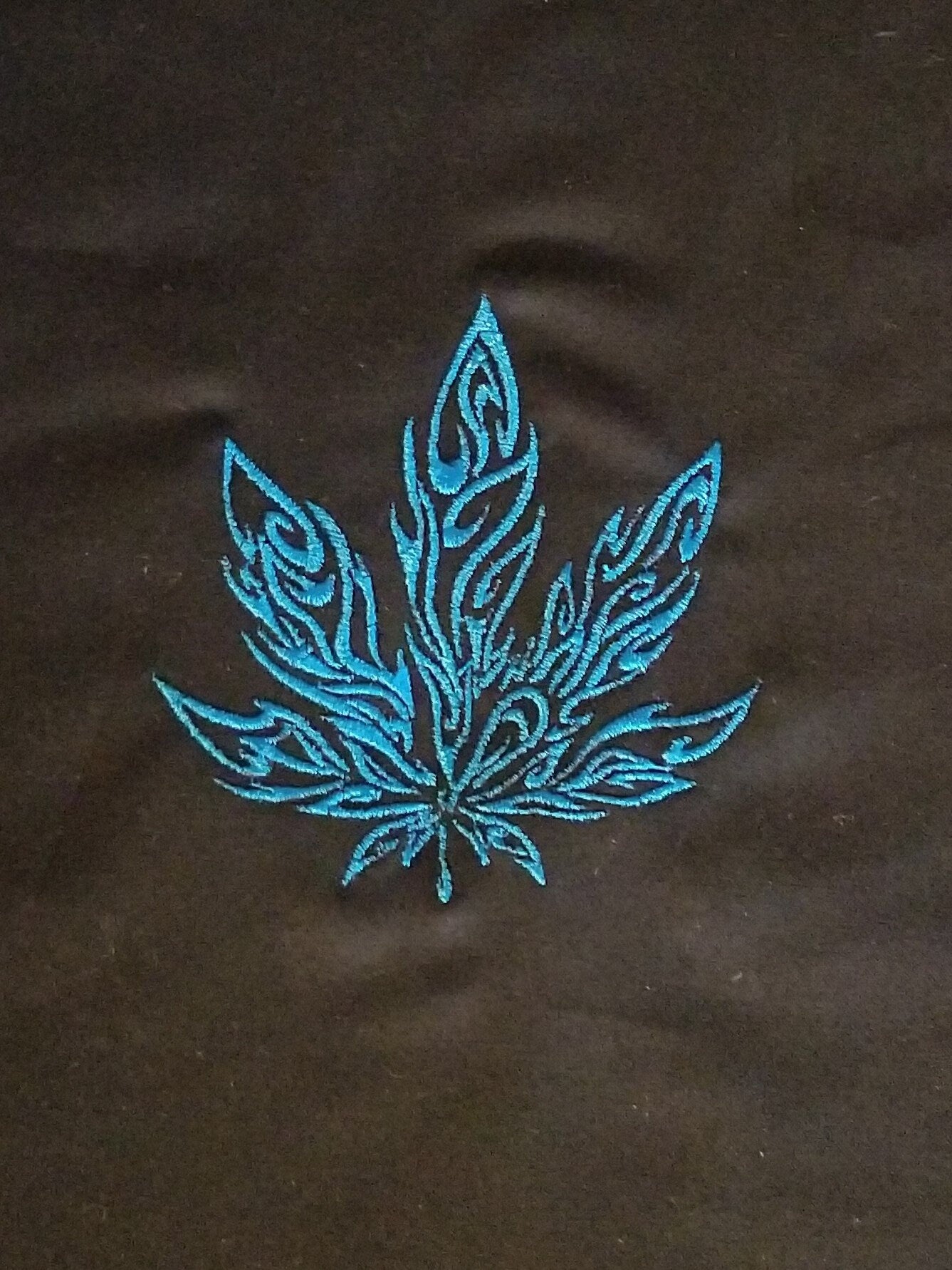 Marijuana Tribal Flame Design Embroidered Sweatshirt, Weed Leaf Sweatshirt, Cannabis Leaf Embroidered Sweatshirt in Black left side design