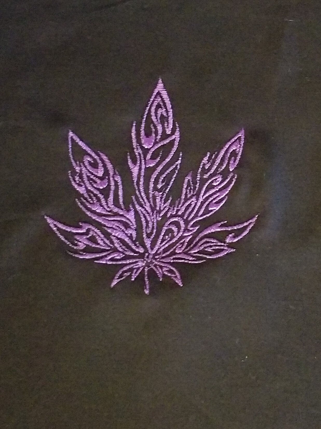 Marijuana Tribal Flame Design Embroidered Sweatshirt, Weed Leaf Sweatshirt, Cannabis Leaf Embroidered Sweatshirt in Black left side design