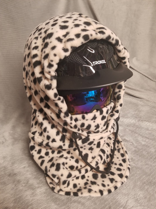 Black Spots on Beige Background Anti Pill Fleece Large Ski Helmet Cover
