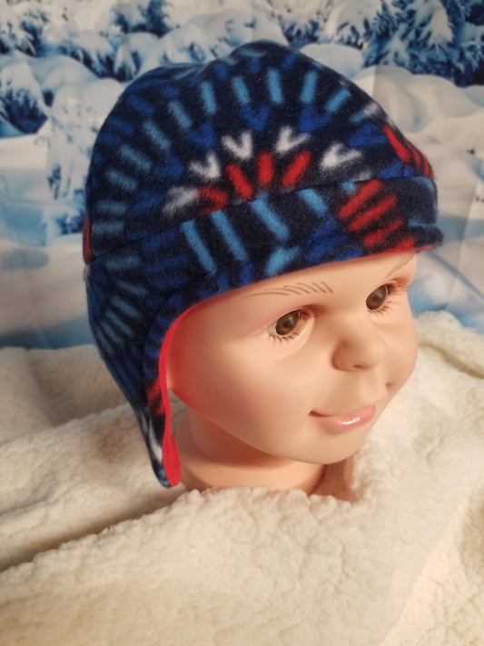 Reversible Pilot Fleece Beanie fits up to 19 inches, Winter Hat for Child, Handmade Winter Hat, Handmade Child Size Fleece Hat