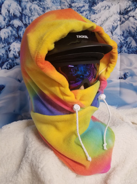 Rainbow Tie Dye Print Anti Pill Fleece Medium Ski Helmet Cover