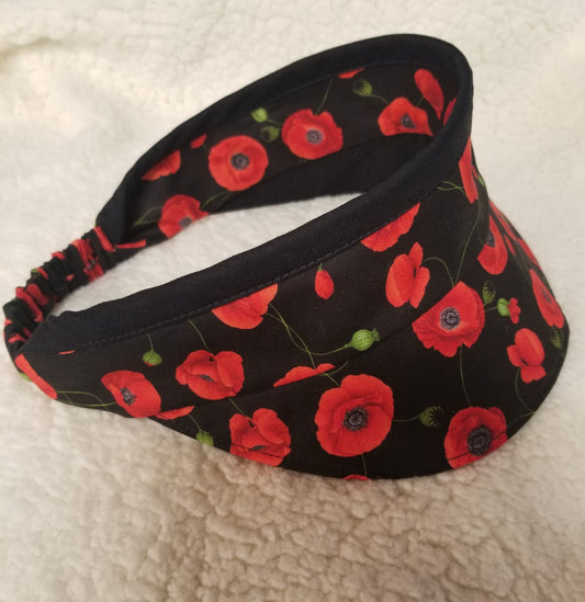 POPPIES Print Sun Visor, Sun Shade Visor, Summer Hat, Beach Visor, Sun Hat, Tennis Visor