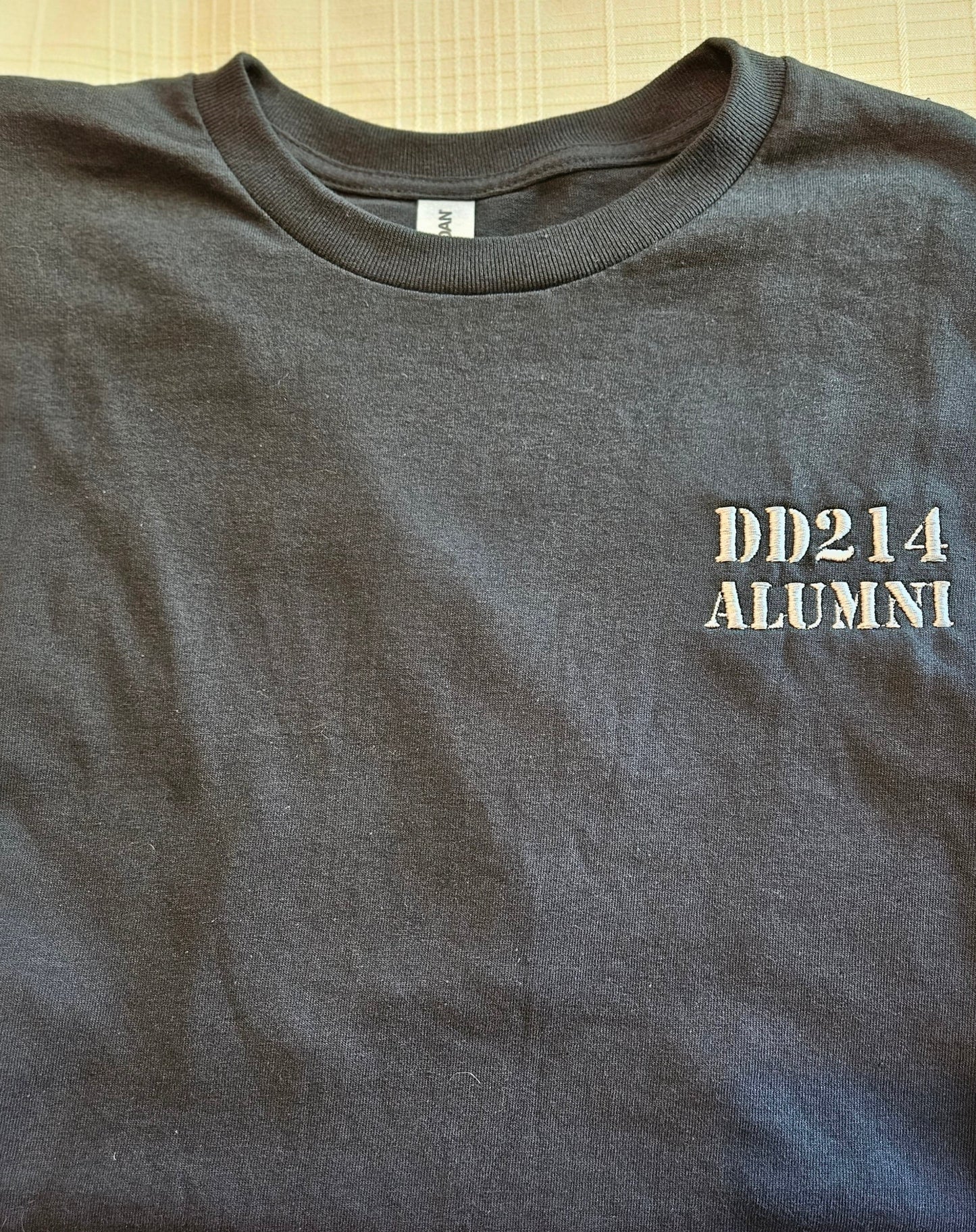 Black DD214 ALUMNI Embroidered T shirt