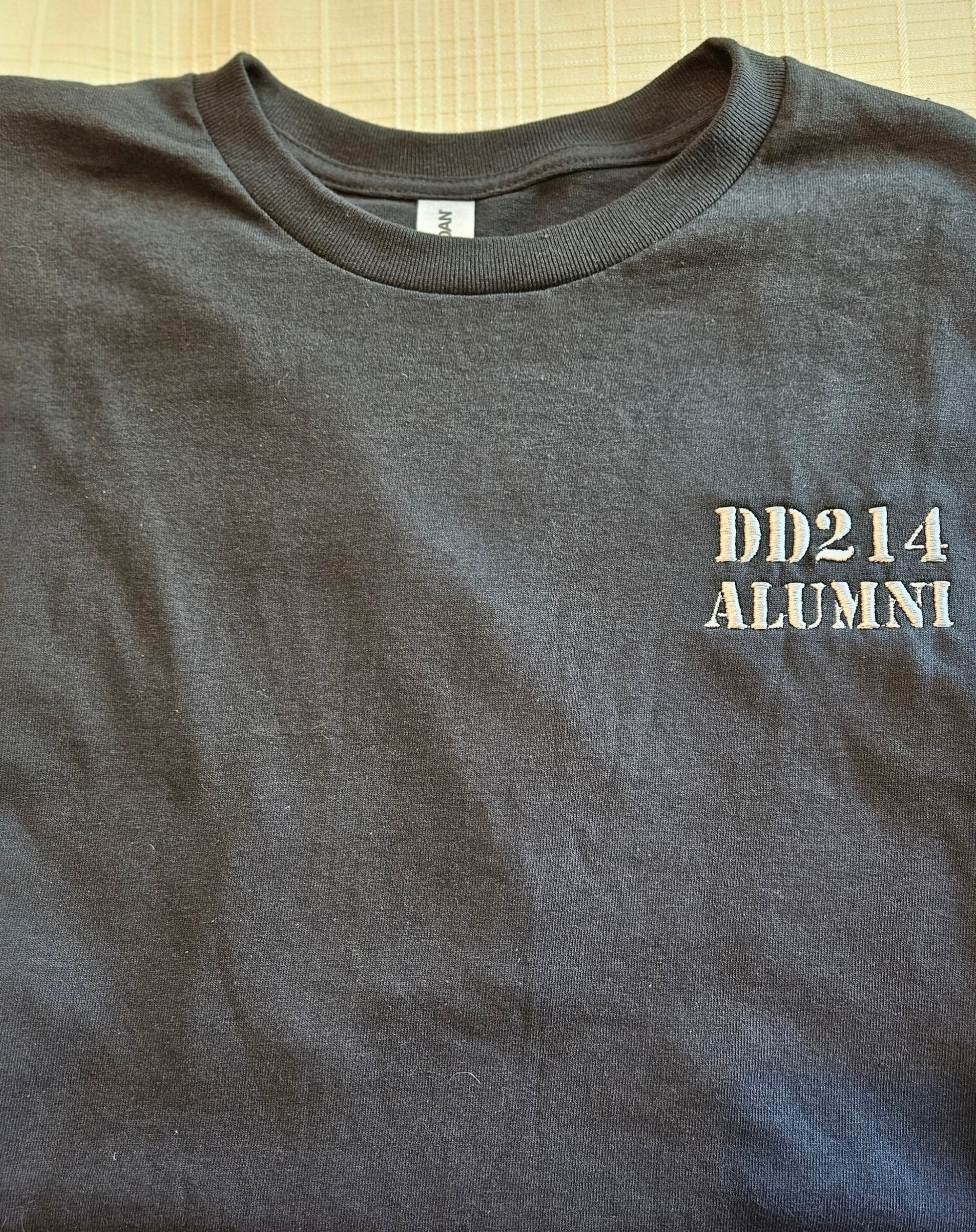 Black DD214 ALUMNI Embroidered T shirt