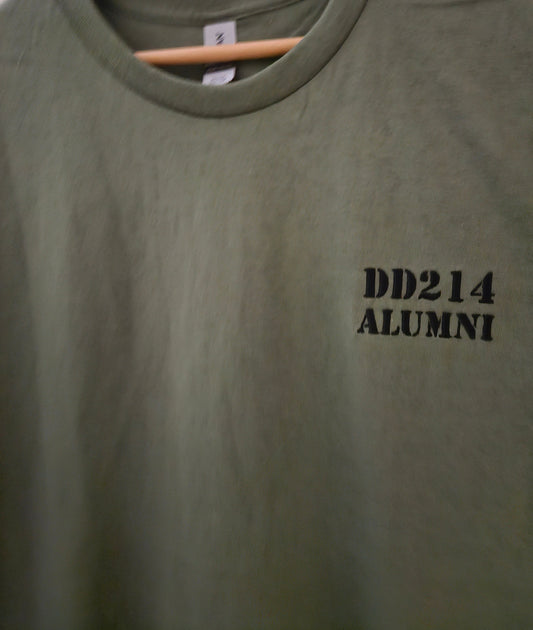 Military Green DD214 ALUMNI Embroidered Long Sleeve T shirt