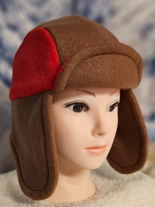 Brown and Red Accent Small Adult Winter Hat