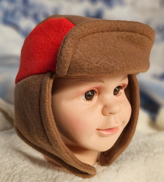 Brown and Red Accent Infant Winter Hat